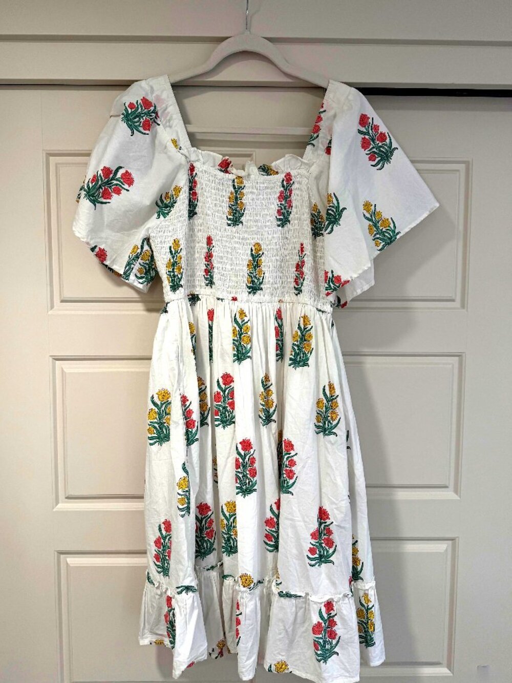 Pink City Prints Square-Neck Dress
